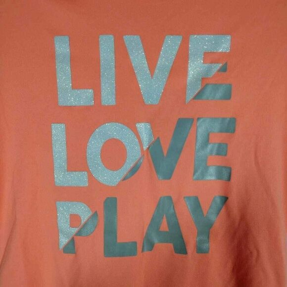 Champion Active Wear Top Girls Size 10-12 Orange Peach Short Sleeve Shirt - Picture 4 of 9